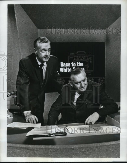 1968 Press Photo Howard K Smith, William H Lawrence of The California Primary - Historic Images