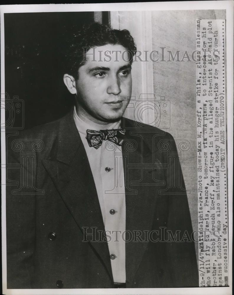 1947 Press Photo MaX M. Koriff brother of Alleged Sternist Air Raid Plot - Historic Images