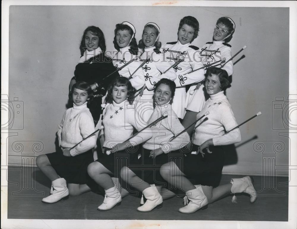 1958 Press PhotocNorth High Rangerettes and Jan Loot Statlettes. - Historic Images