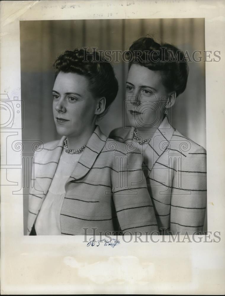 1948 Press Photo Twins Lucile and Louise Suksdorf in US Foreign Service - Historic Images