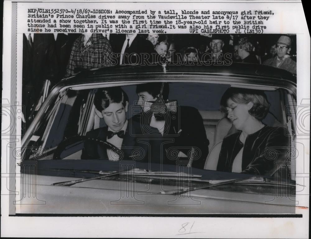 1967 Press Photo Prince Charles with his tall blonde girlfriend - Historic Images