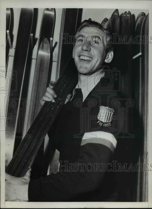1950 Press Photo Art Tokle at World Ski Meet - Historic Images