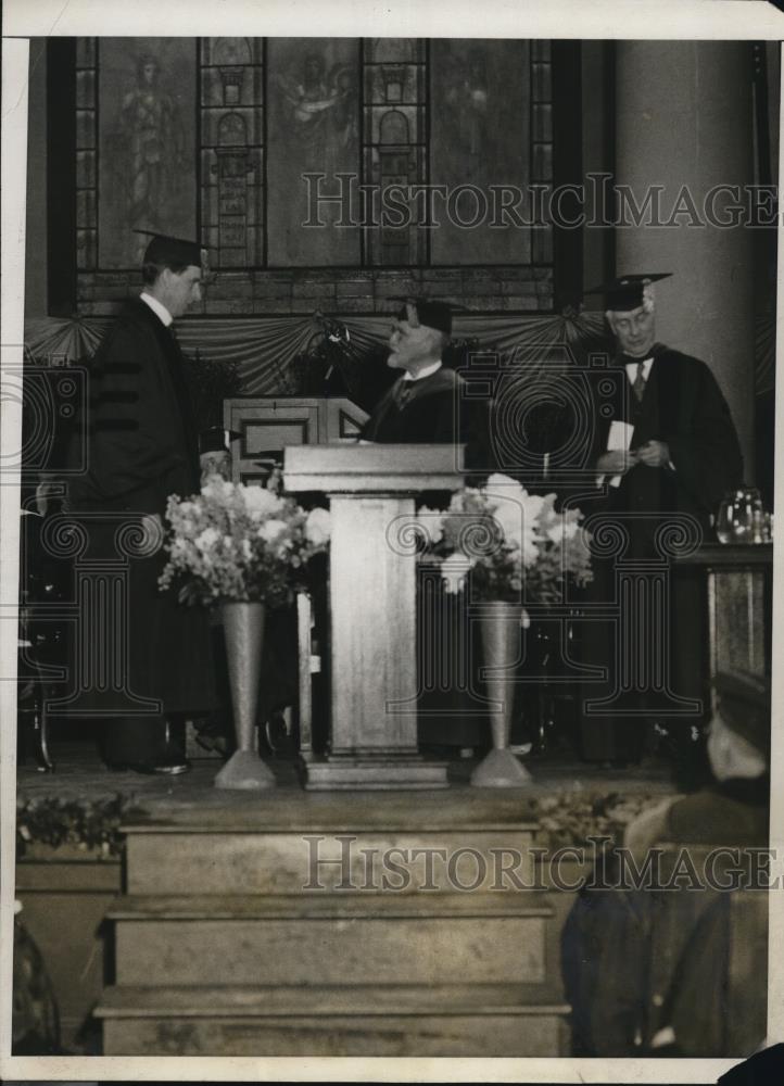1931 Press Photo Sec of Interior Ray Wilbur, Chancelor EE Brown at NYU - Historic Images