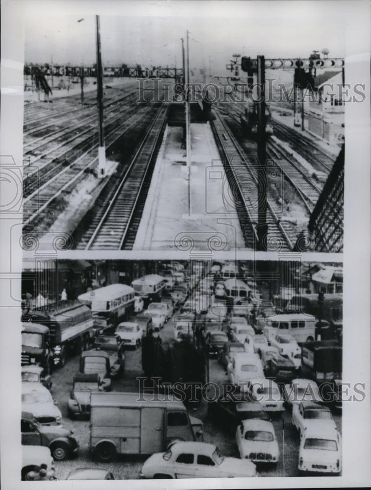 1961 Press Photo Railroad strikes resulting to traffic Jam against Wage Freeze - Historic Images