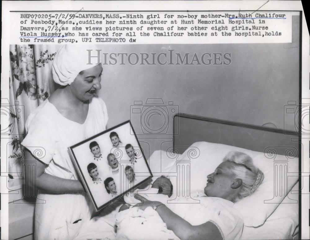 1959 Press Photo The ninth girl in the family of Mrs. Ruth Chalifour - Historic Images