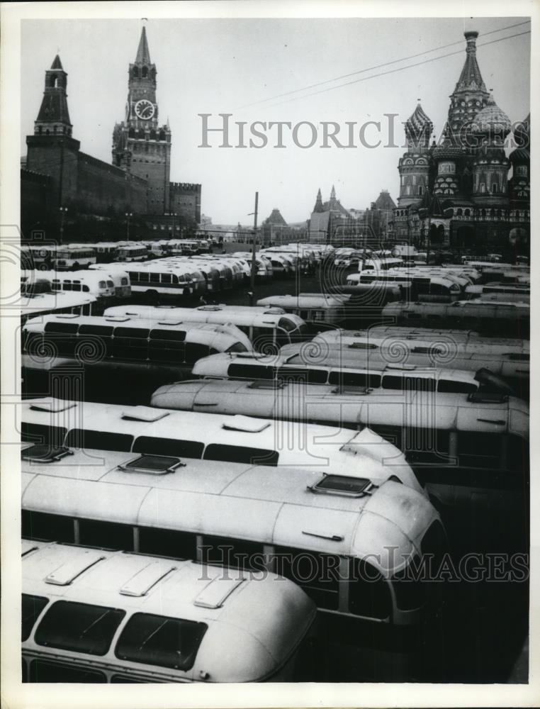 1964 Press Photo of Red Squares ancient structures. - Historic Images