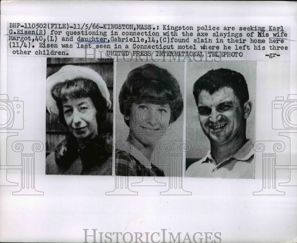 1966 Press Photo Kingston Police on Karl Eisen Axe Hacking of Wife and Daughter - Historic Images