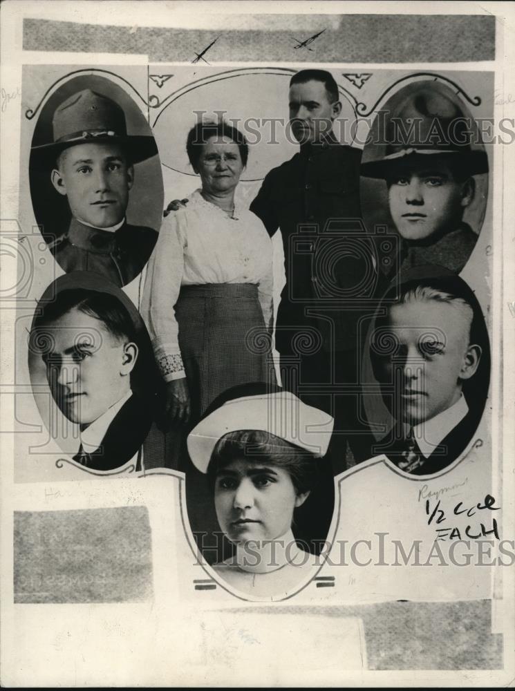 1925 Press Photo Mrs. Michel Haines with her children Jack, Harry, Earl, Raymond - Historic Images