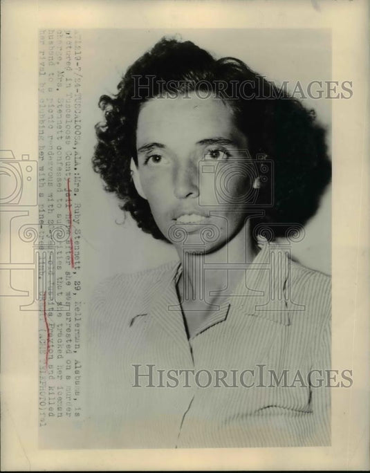 1948 Press Photo Mrs. Ruby Stennett in Tuscaloosa Jail for Murder - Historic Images