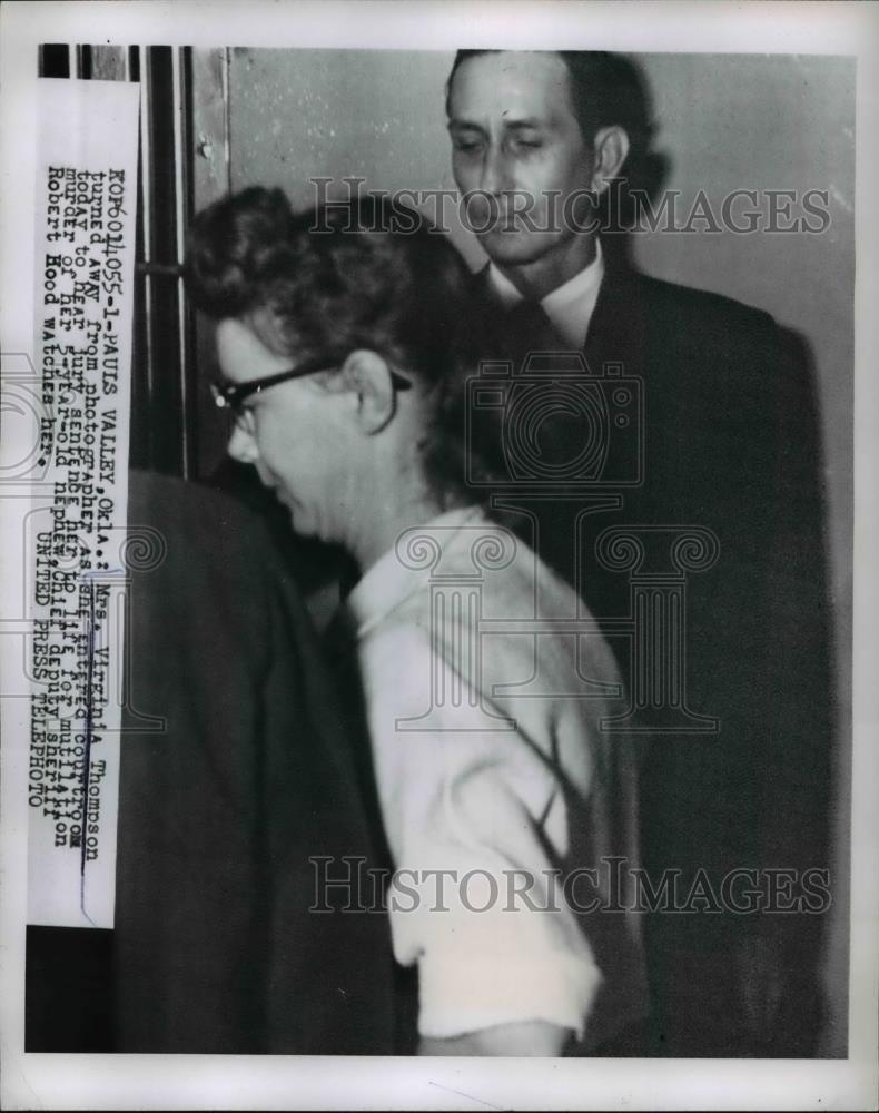 1955 Press Photo Virginia Thompson In Court For Murder of Her 5-Year-Old Nephew - Historic Images