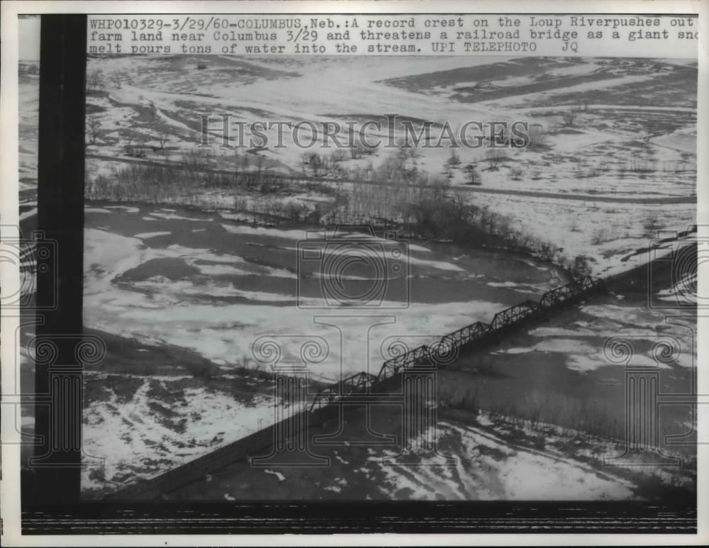 1960 Press Photo Columbus Neb. air view of Loup River floods - Historic Images