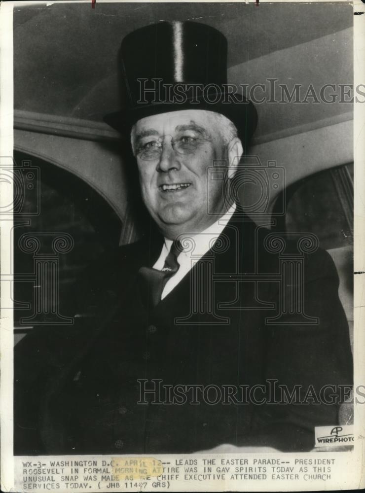 1936 Press Photo President Roosevelt attended Easter Church services - Historic Images