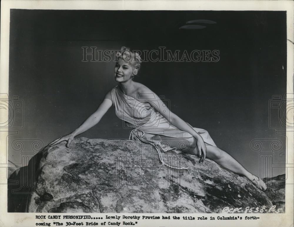 1959 Press Photo Dorothy Provine stars in The 30-Foot Bride of Candy Rock - Historic Images