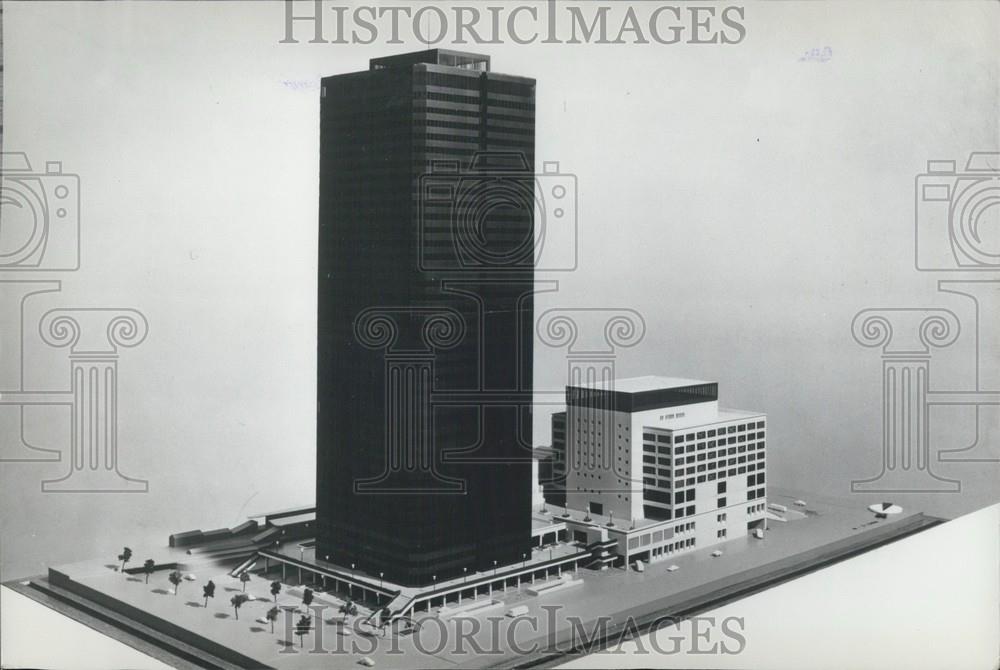 Press Photo Model of World Trade Centre Building' for Japan - Historic Images
