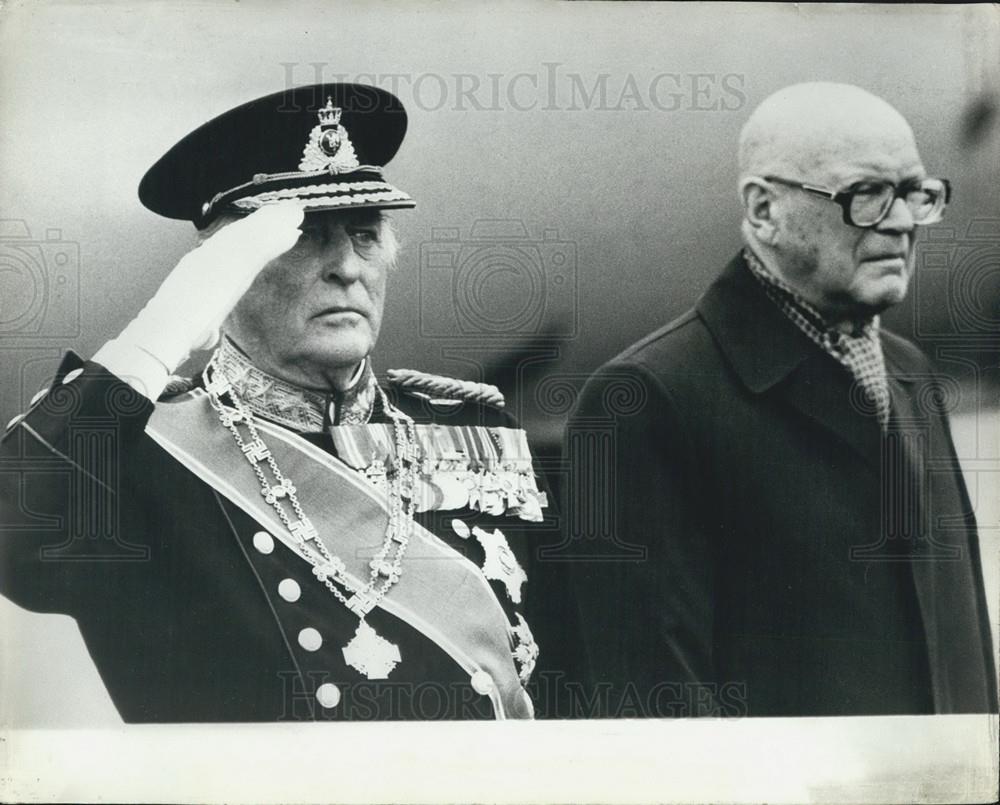 1980 Press Photo King Olav of Norway &amp;President Urho Kekkonen - Historic Images