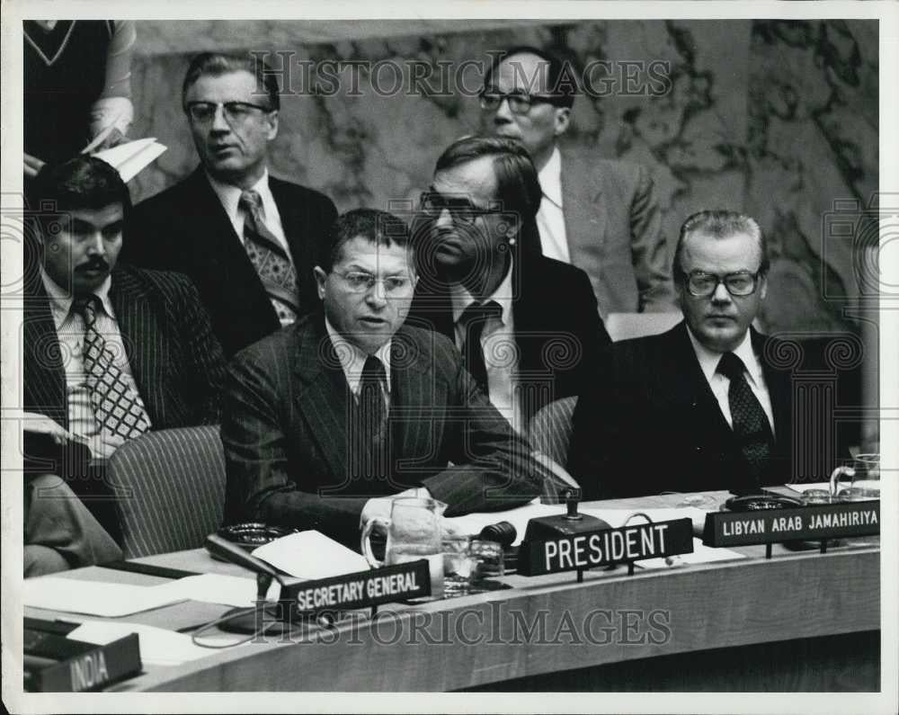 1977 Press Photo Hansur Kikhia President United Nations Security Council Arkady - Historic Images