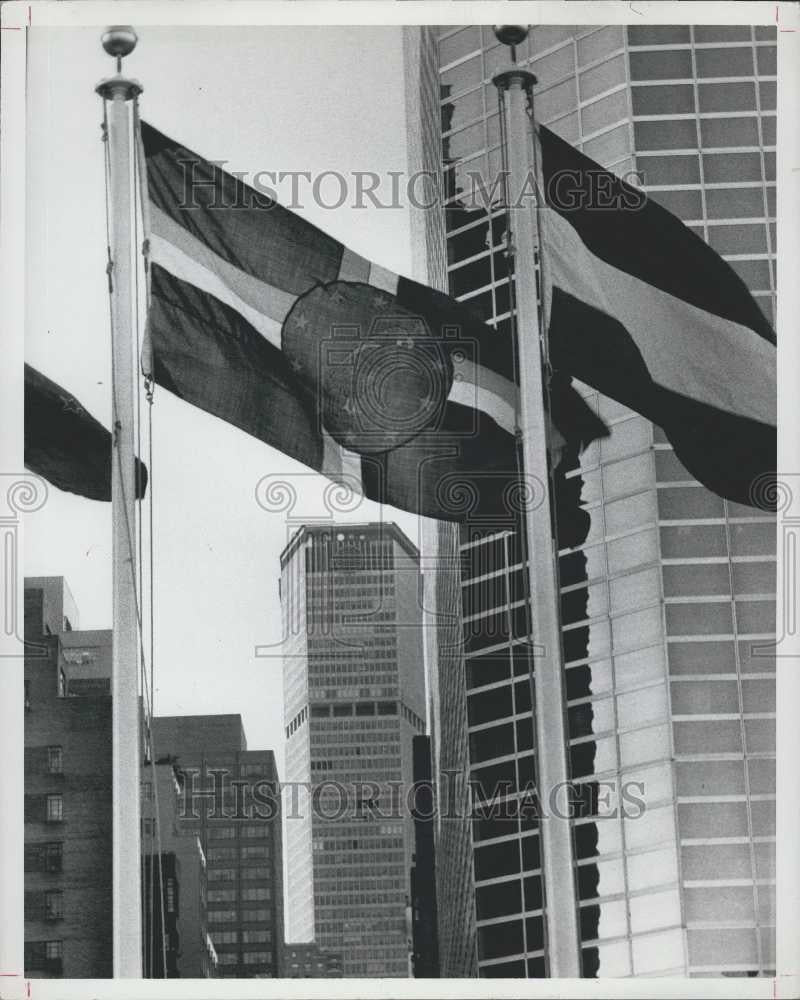 Press Photo Dominican Flag Raising United Nations - Historic Images
