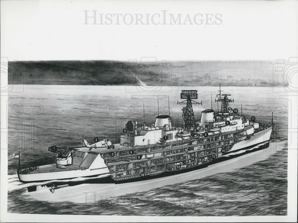 1960 Press Photo  Royal Navy&#39;s First Guided Missile Destroyer - Historic Images