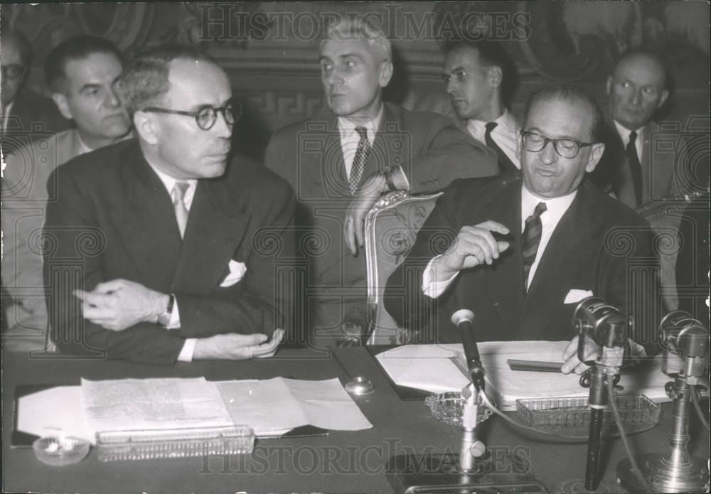 1955 Press Photo r Pinay of France and Mr.Edgar Faure - Historic Images