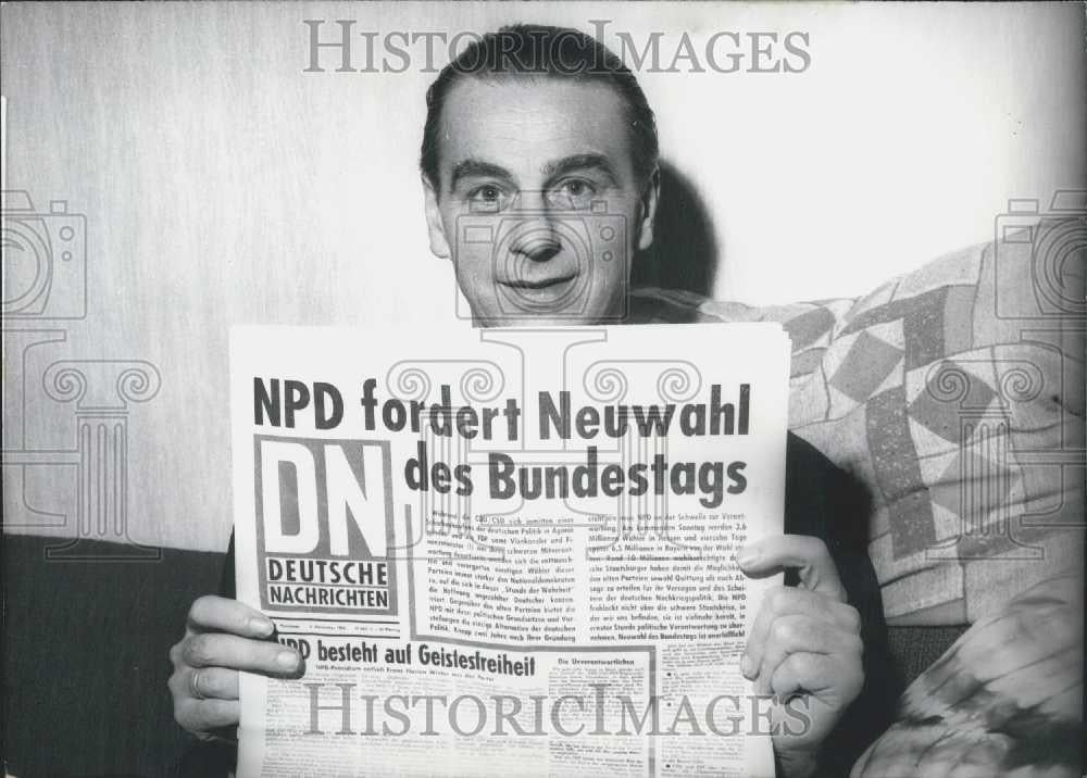 1966 Press Photo Herbert Peter , NPD member of the Hessen parliament - Historic Images