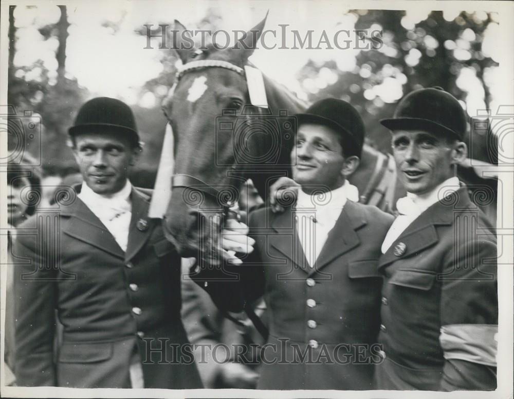 1956 Press Photo Germany Wins Grand Prix Jumping Contest in Olympic Games - Historic Images