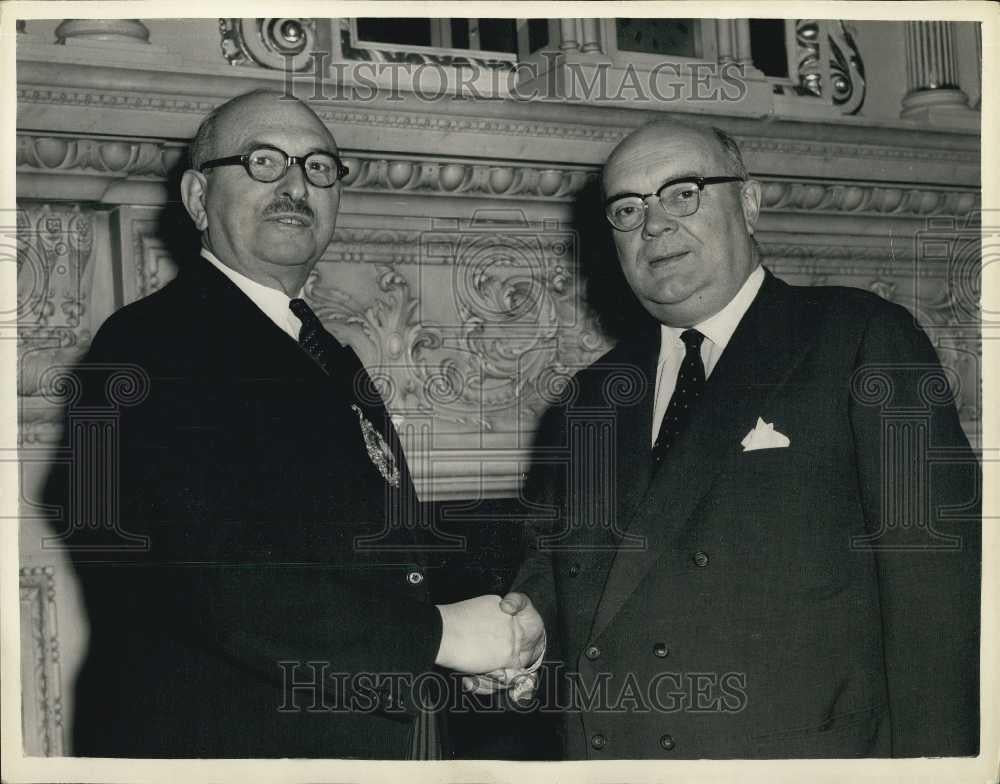 1957 Press Photo M. Spaak visits Mansion House - Historic Images