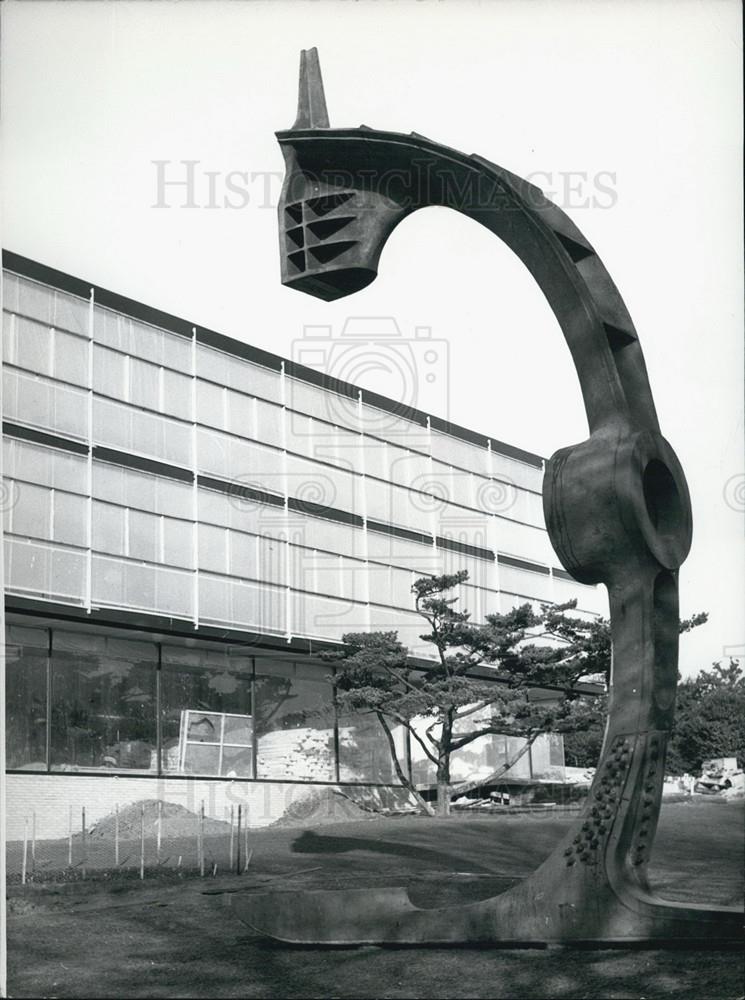 1958 Press Photo German Pavilion on the Int&#39;l Exhibit Brussels_Steel Sculpture - Historic Images