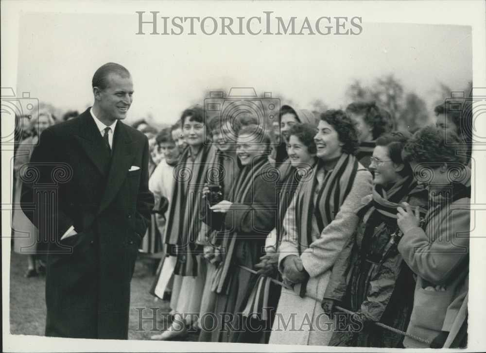 1957 Press Photo Prince Philip the Duke of Edinburgh  Visits Cheltenham - Historic Images