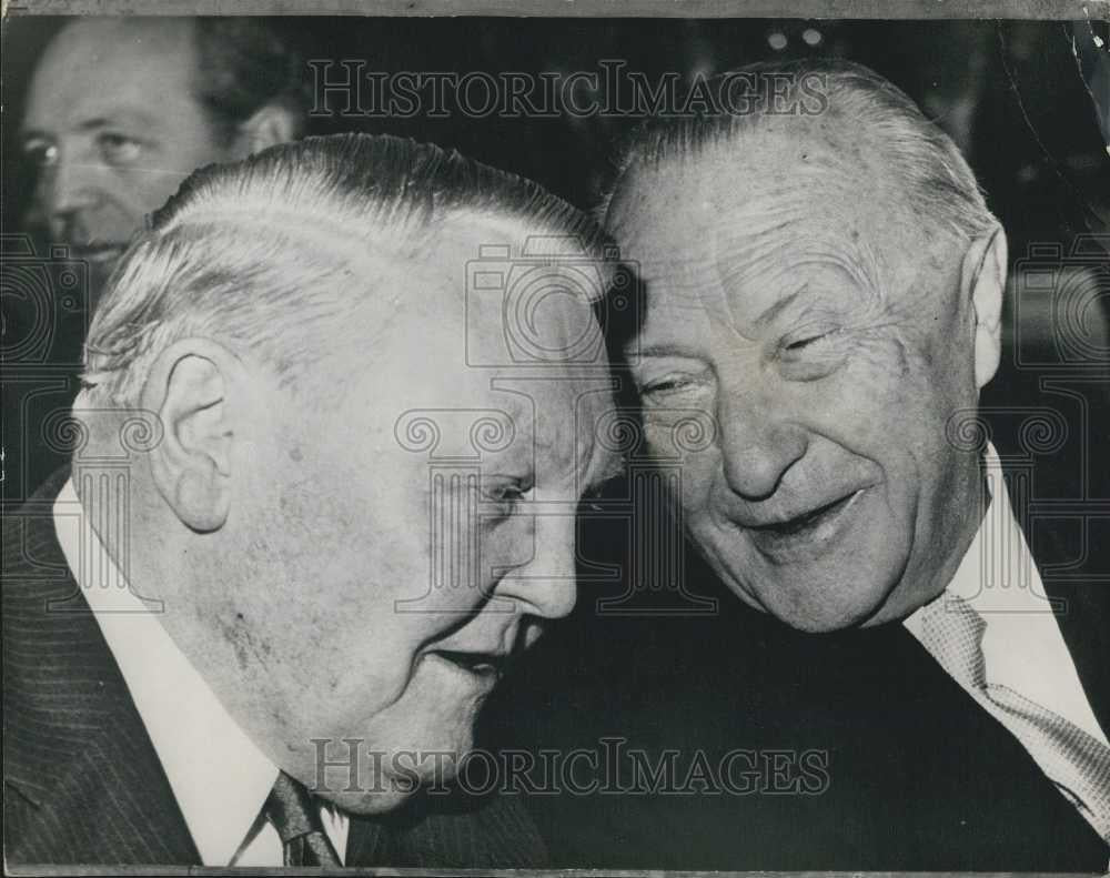 1967 Press Photo Dr. Andenauer German Chancellor Speaks With Ludwig Erhard - Historic Images