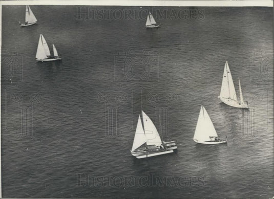 1968 Press Photo Aerial View Start Transatlantic Yacht Race Plymouth Newport - Historic Images