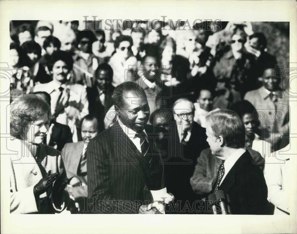 Press Photo Kenyan President Daniel Arap Moi Greeted President Mrs. Carter - Historic Images