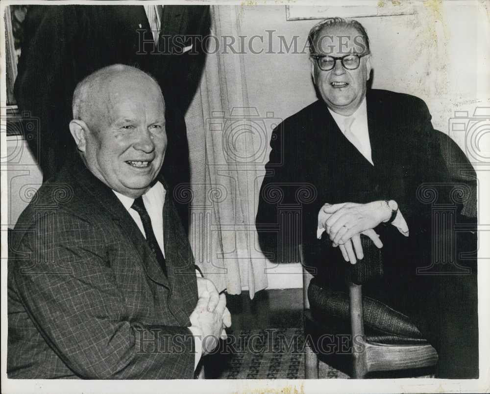 1964 Press Photo Soviet Prime Minister Nikita Kruschev Sweden Tage Erlander - Historic Images