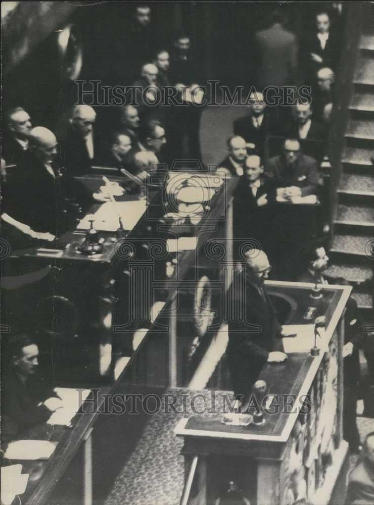 Press Photo French Politician Guy Mollet at National Assembly - Historic Images