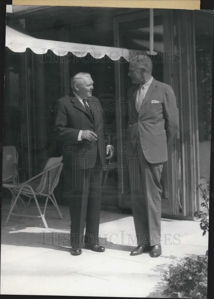 1964 Press Photo Cabot Lodge visited Chancellor Erhard - Historic Images