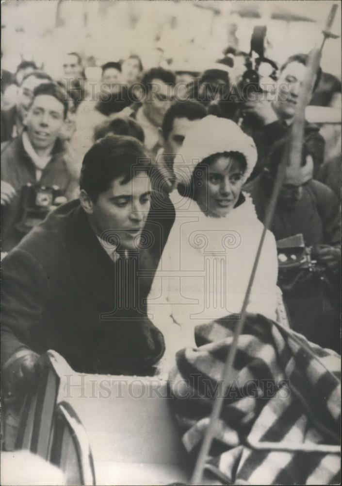 Press Photo Singer Sacha Distel And Ski Champion Francine Breaud wed - Historic Images