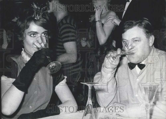 1961 Press Photo German Minister of Defense Franz Josef Strauss At Carneval - Historic Images