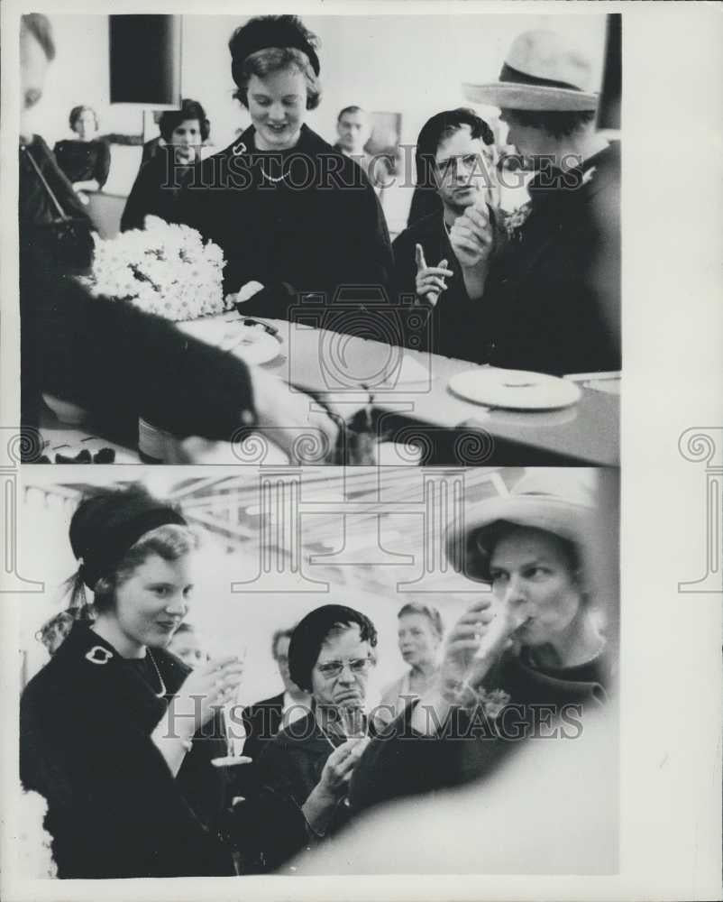 1961 Press Photo Danish Princess Margrethe Bodil Koch Enjoying Drink - Historic Images