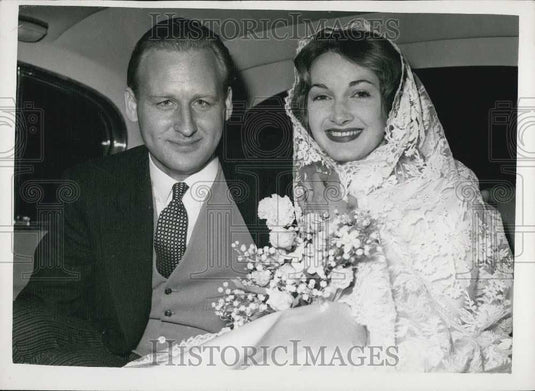 1958 Press Photo Desmond Cubitt & Bride American Heiress Killed In Air Crash - Historic Images