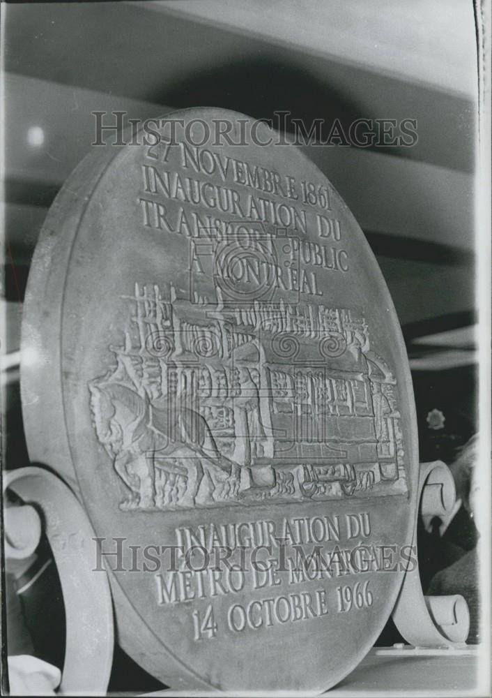 1966 Press Photo Memorial Plaque Inauguration Montreal Subway Canada Metro - Historic Images