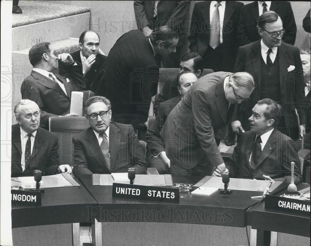 1974 Press Photo President Richard Nixon Prime Minister Harold Wilson Kissinger - Historic Images