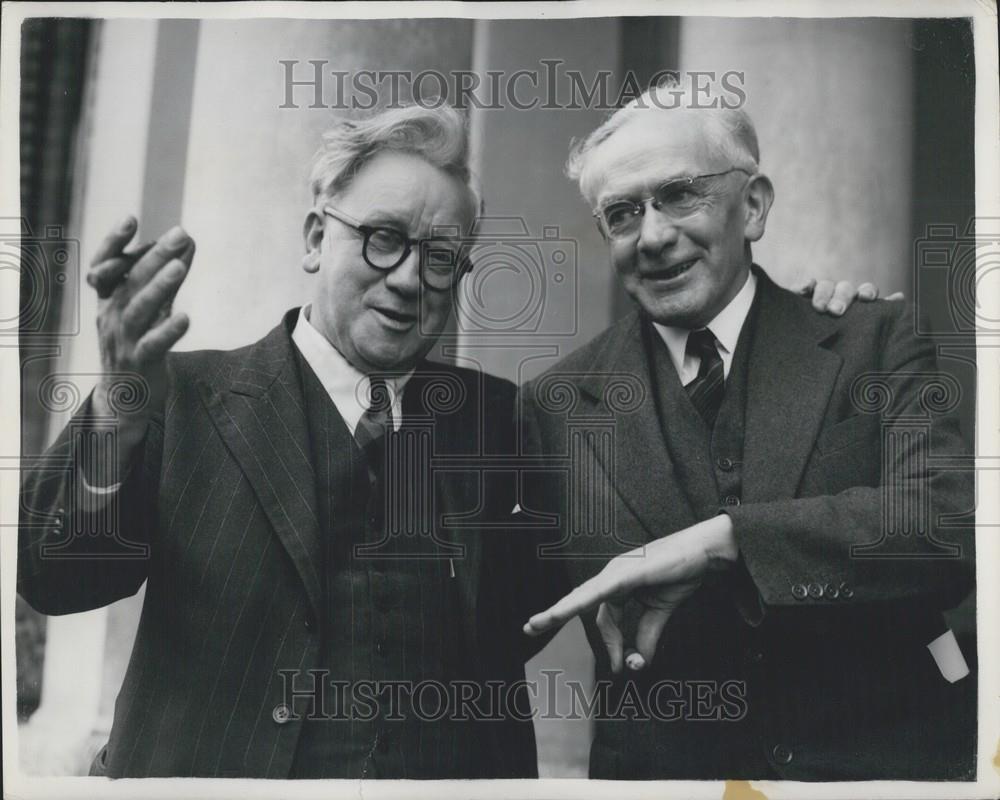 1954 Press Photo Herbert Morrison and Wilfrid Burke, Chairman of the Labour Part - Historic Images