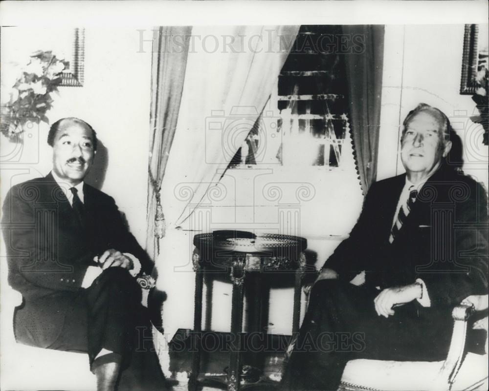 1971 Press Photo Egyptian President Sadat Receiving State Secretary Rogers - Historic Images