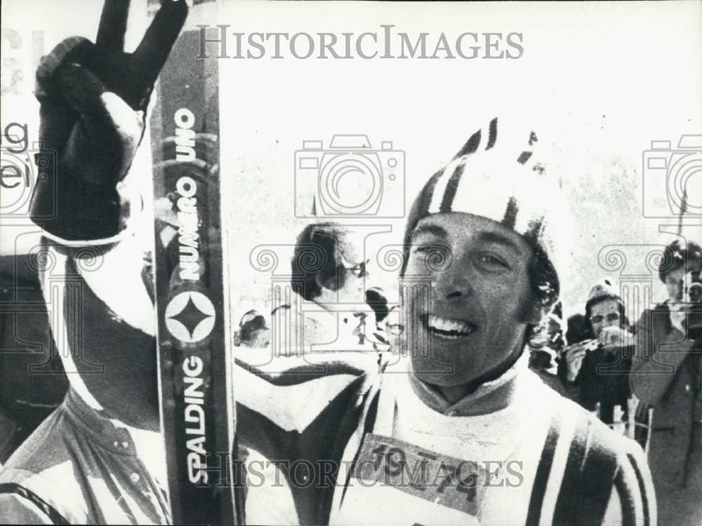 1974 Press Photo Italian Skier Gustavo Thoeni Wins Ski Championships - Historic Images