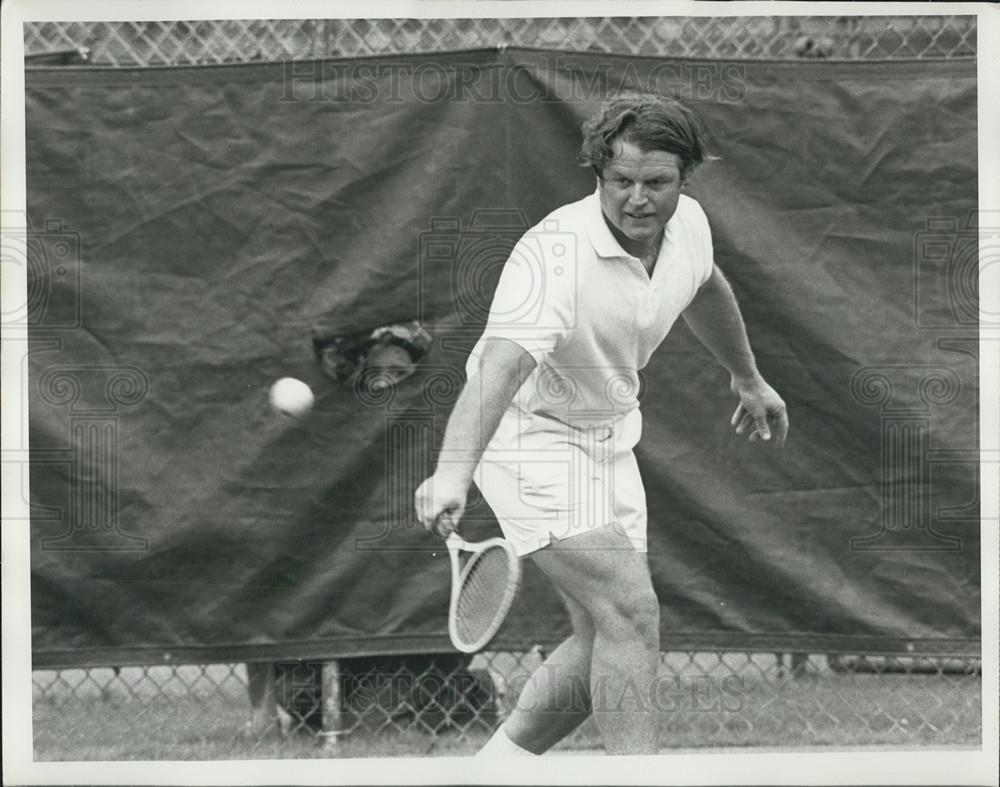 Press Photo Edward Ted Kennedy United States Senator Playing Tennis - Historic Images