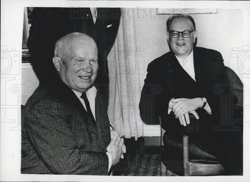 1964 Press Photo Russian PM Mr. Kruschev &Mr. Erlander - Historic Images