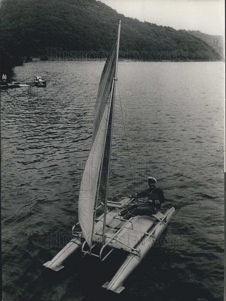 1955 Press Photo Sailing Boat Florida Clipper Can&#39;t Be Capsized - Historic Images