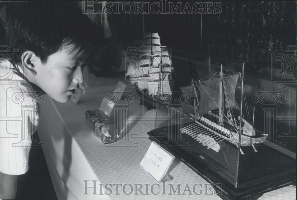 1973 Press Photo Model ships of the world Exhibit at Yokohama - Historic Images
