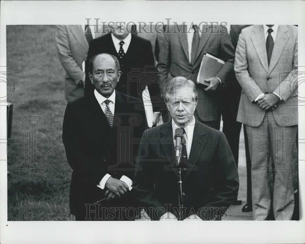 Press Photo Egyptian President Anwar Sadat With US President Jimmy Carter - Historic Images