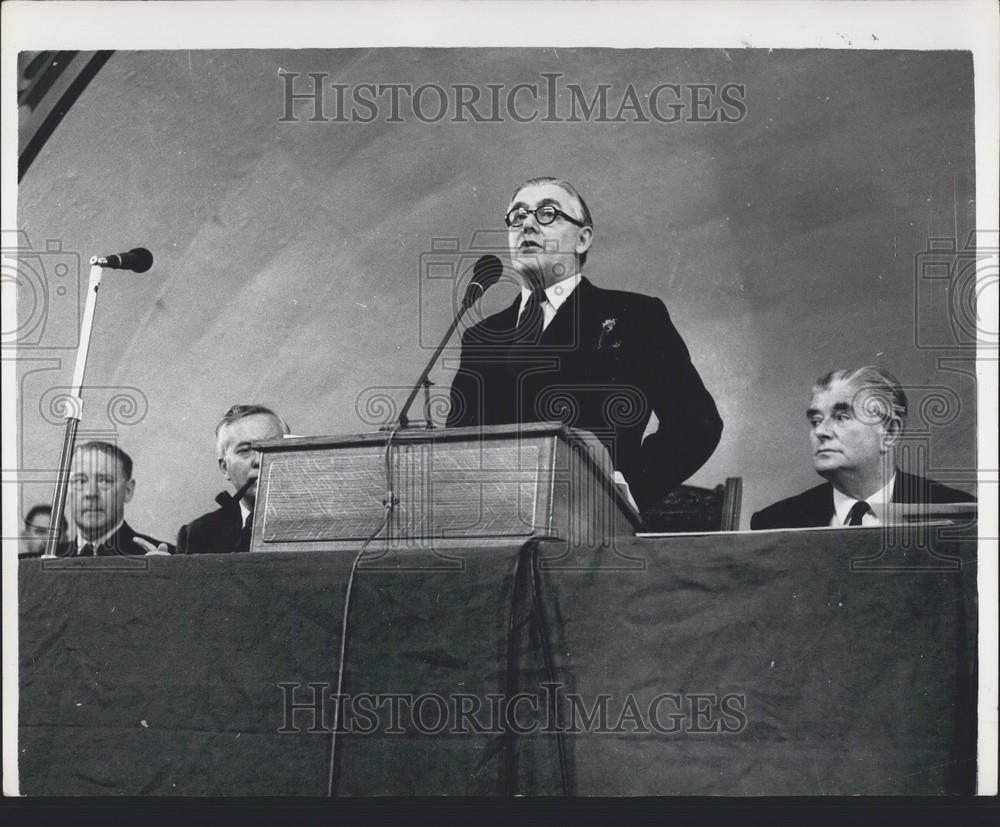 1961 Press Photo Richard Crossman Hugh Gaitskell and Harold Wilson at Blackpool - Historic Images