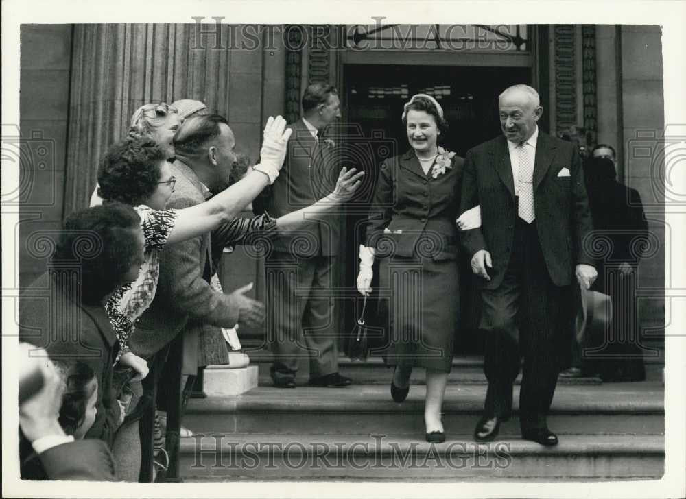 1956 Press Photo Mr. Emmanuel Shinwell Weds At Marylebone - Historic Images